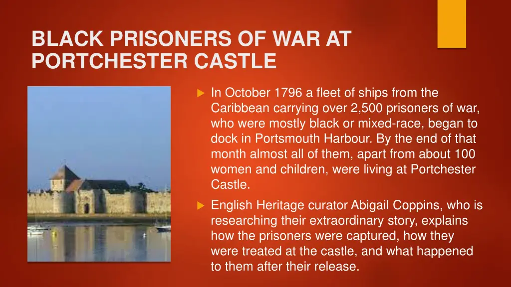 black prisoners of war at portchester castle