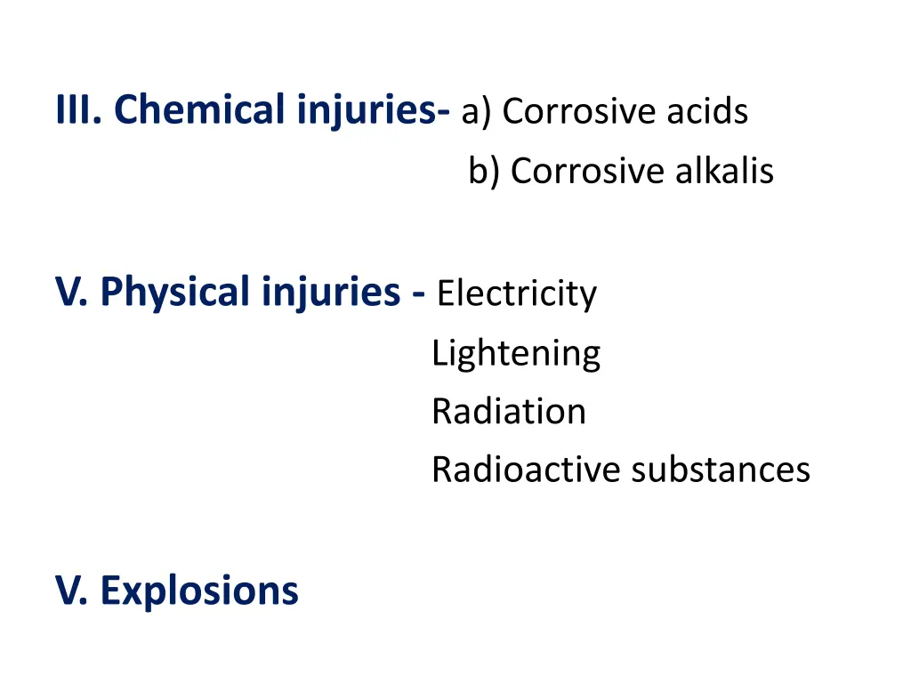 iii chemical injuries a corrosive acids