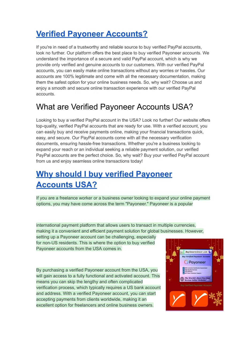 verified payoneer accounts