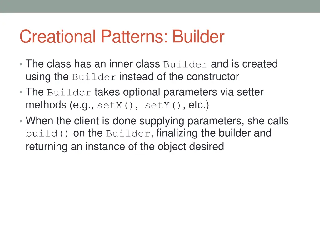 creational patterns builder