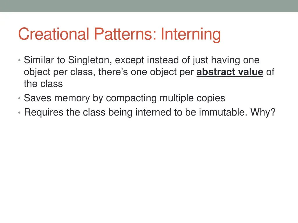 creational patterns interning