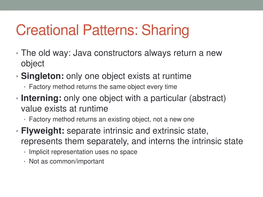 creational patterns sharing