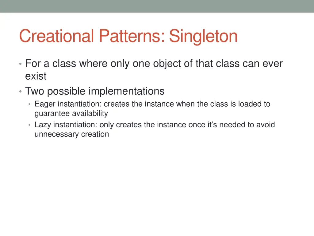 creational patterns singleton