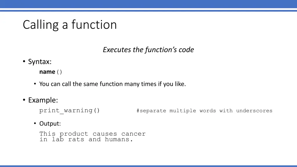 calling a function