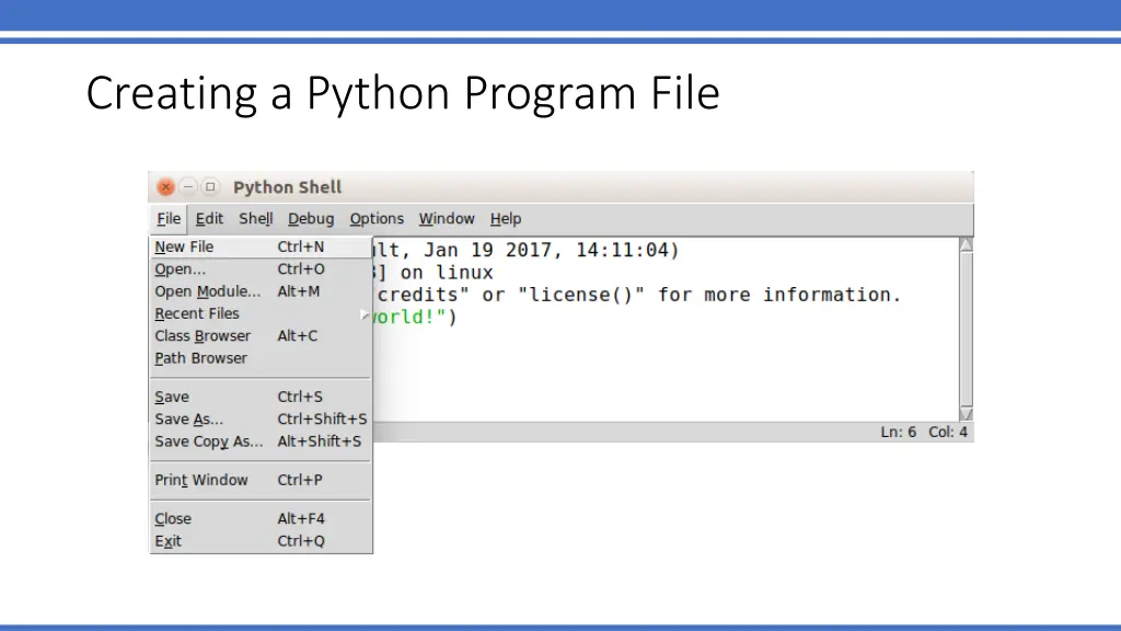 creating a python program file