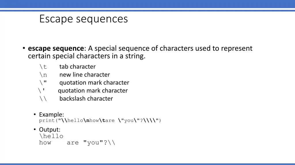 escape sequences