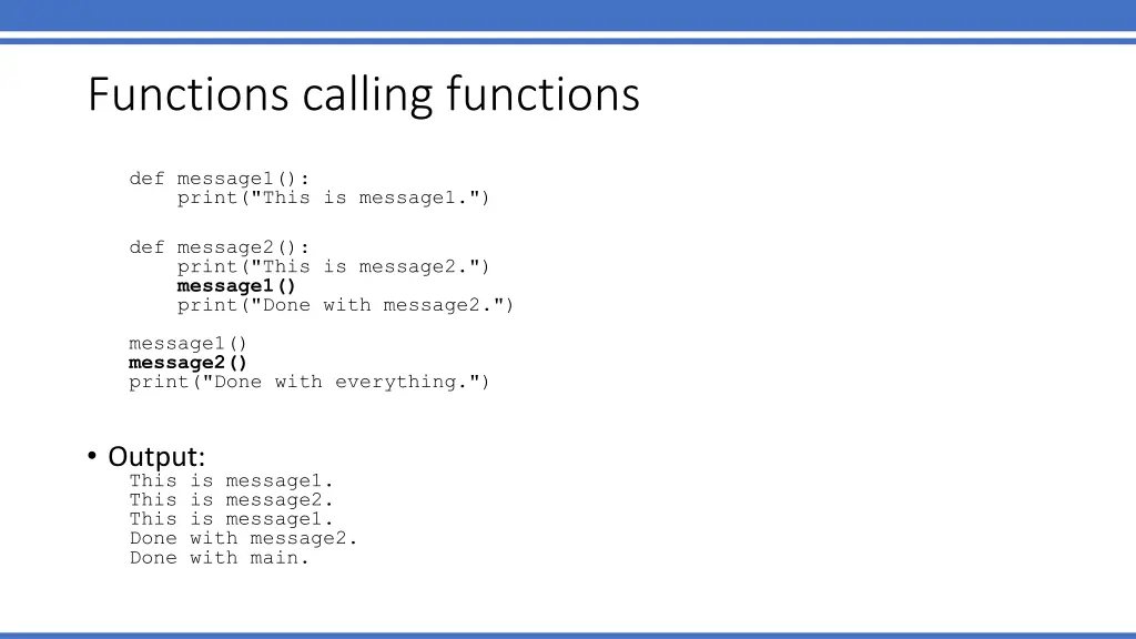 functions calling functions