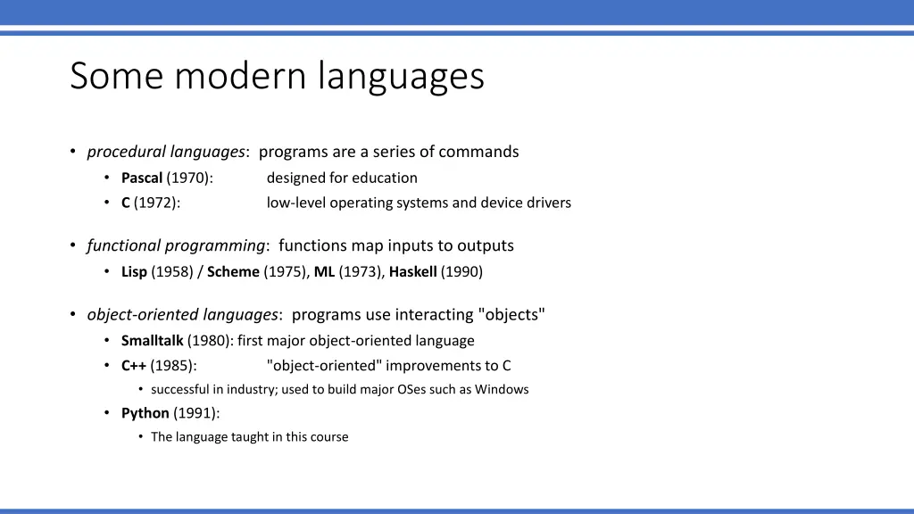 some modern languages