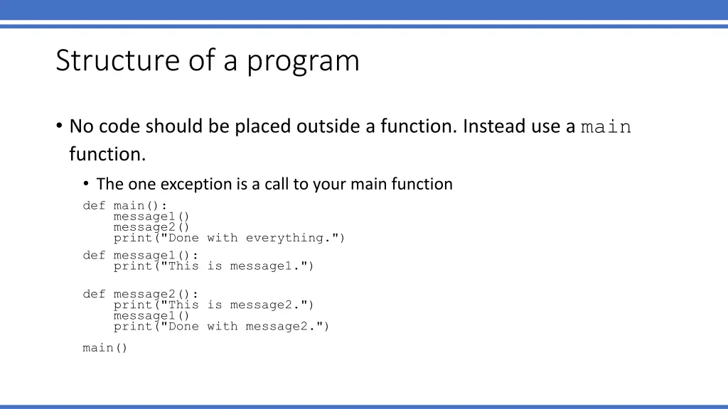 structure of a program