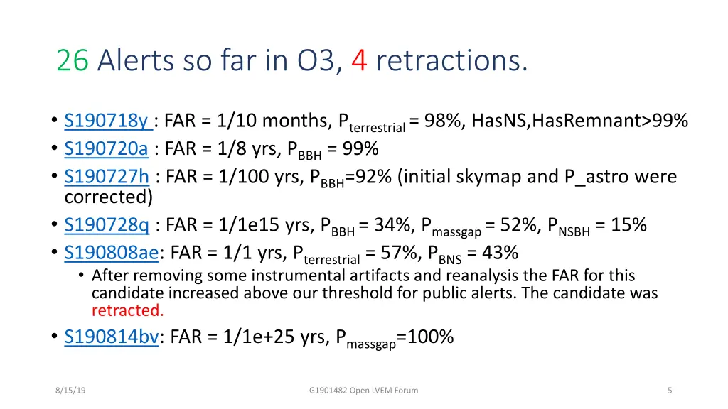 26 alerts so far in o3 4 retractions