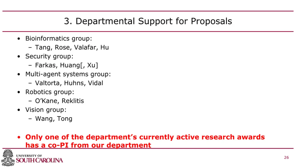 3 departmental support for proposals 1