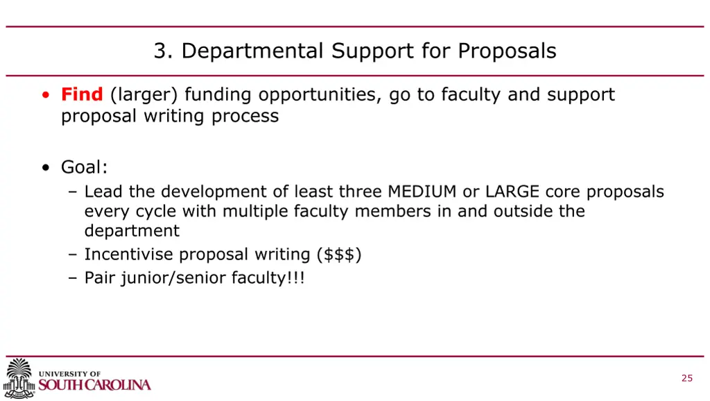 3 departmental support for proposals