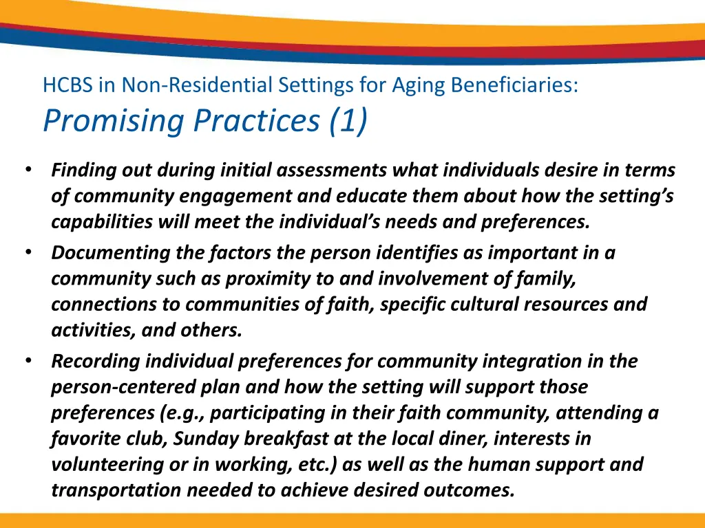 hcbs in non residential settings for aging