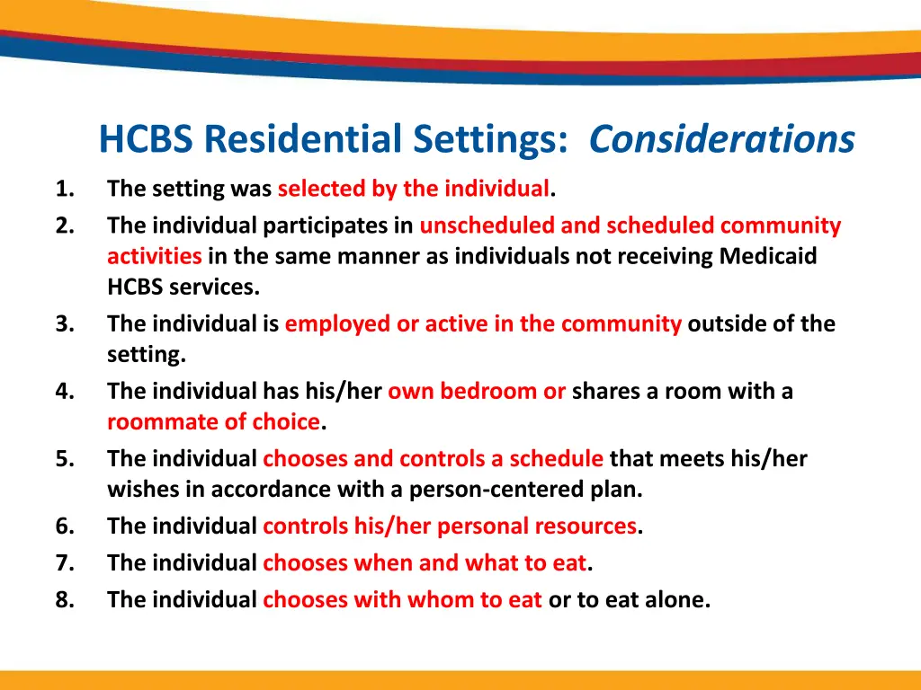 hcbs residential settings considerations