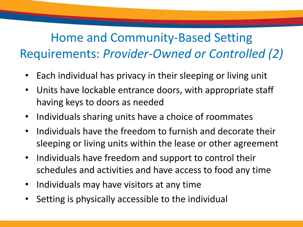 home and community based setting requirements 1