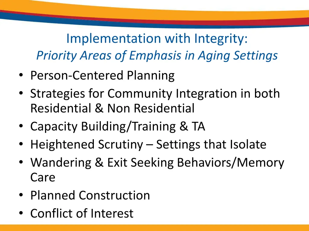 implementation with integrity priority areas