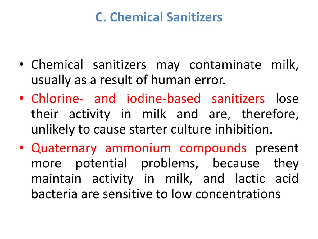 c chemical sanitizers