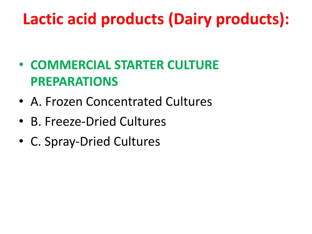 lactic acid products dairy products