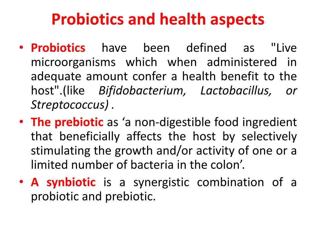 probiotics and health aspects