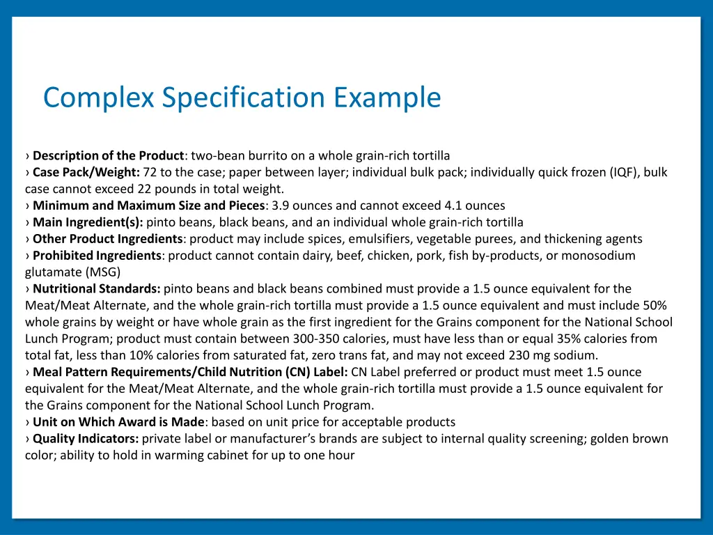 complex specification example