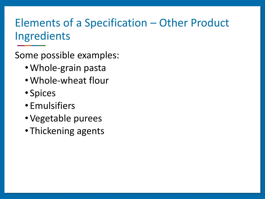 elements of a specification other product