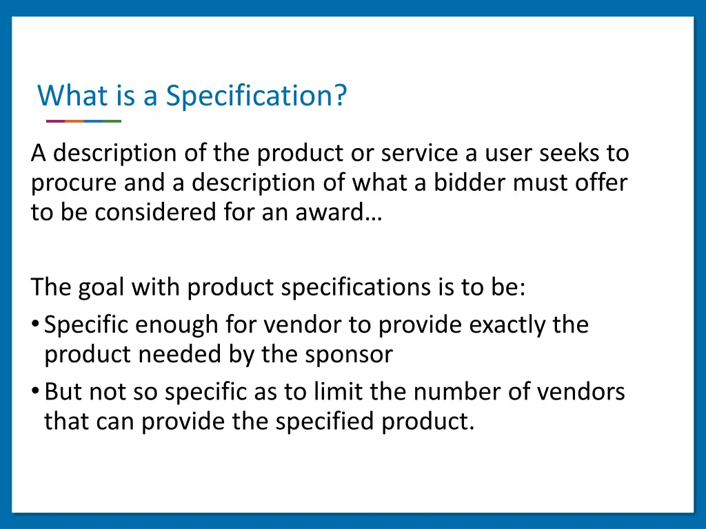 what is a specification