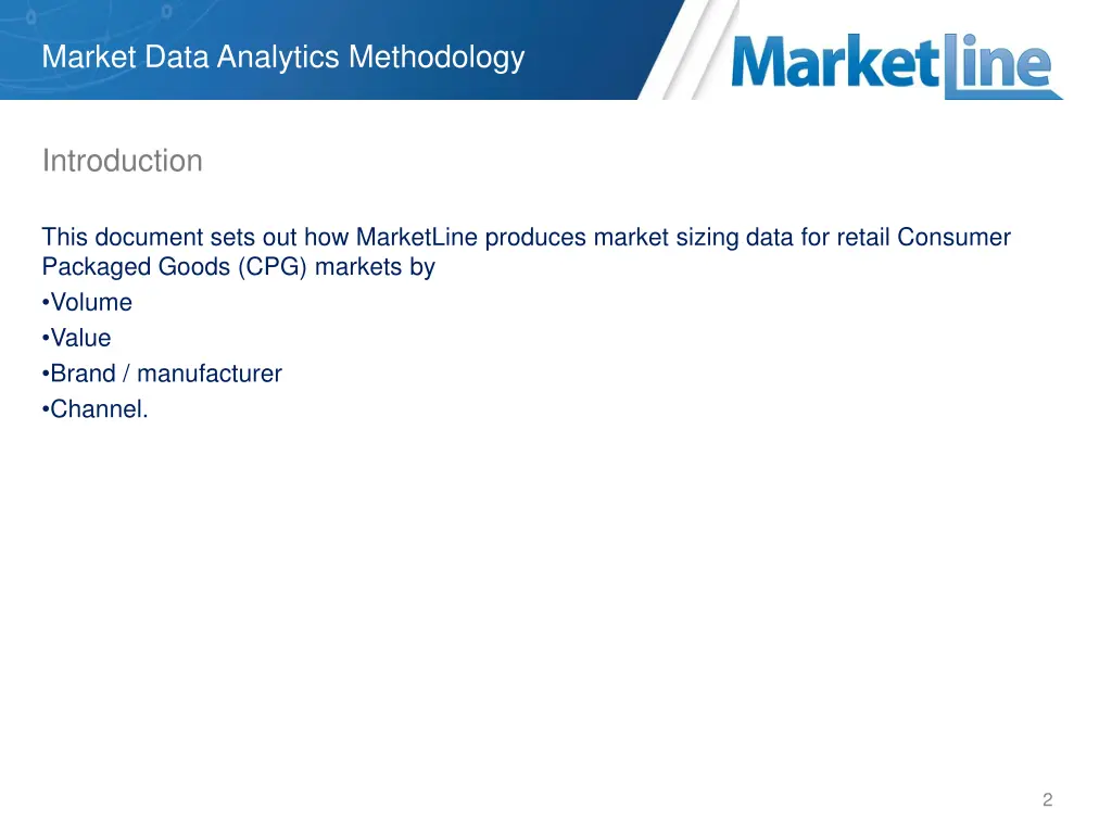 market data analytics methodology