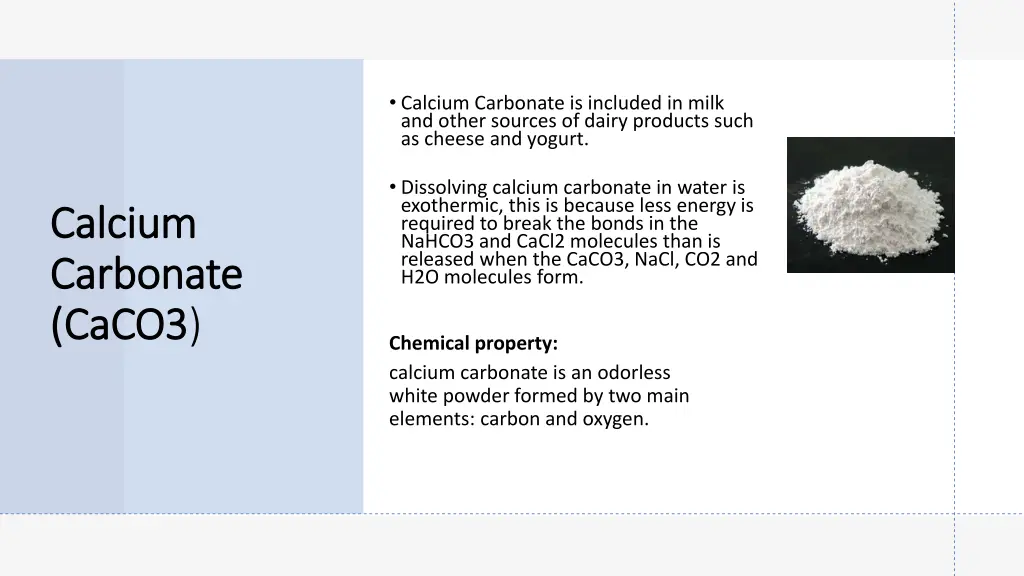 calcium carbonate is included in milk and other