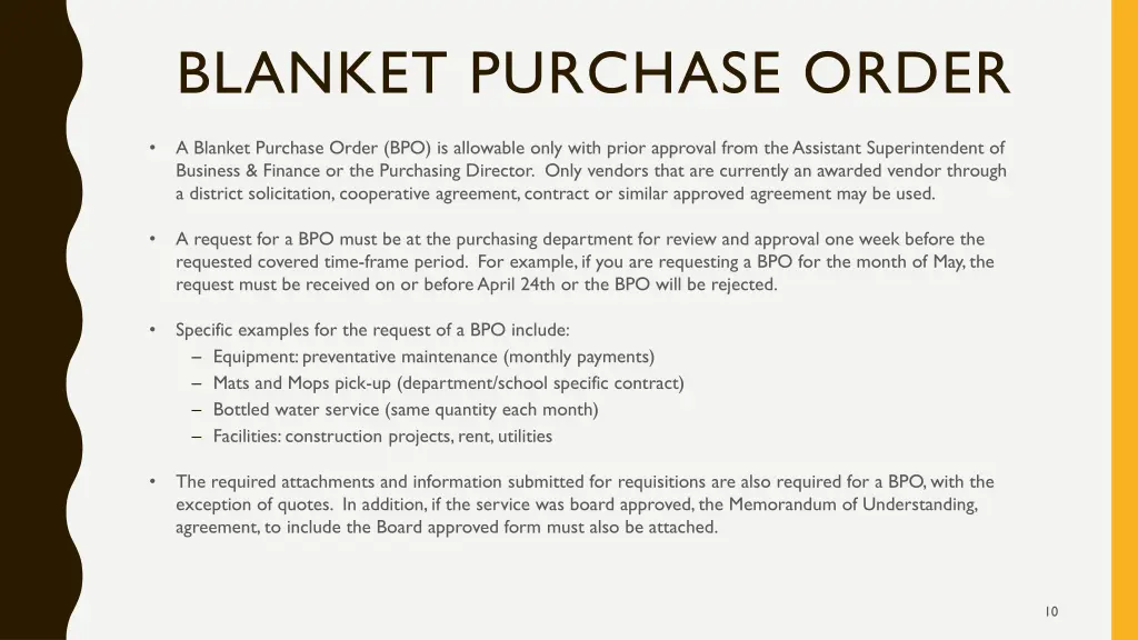 blanket purchase order