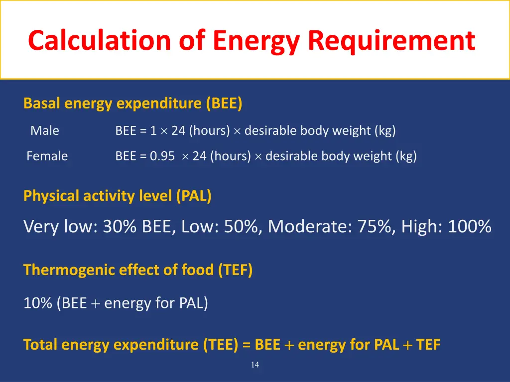 calculation of energy requirement 5