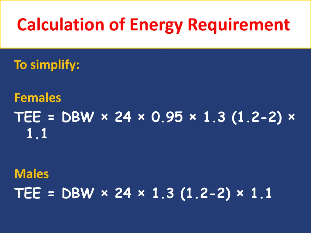 calculation of energy requirement 6