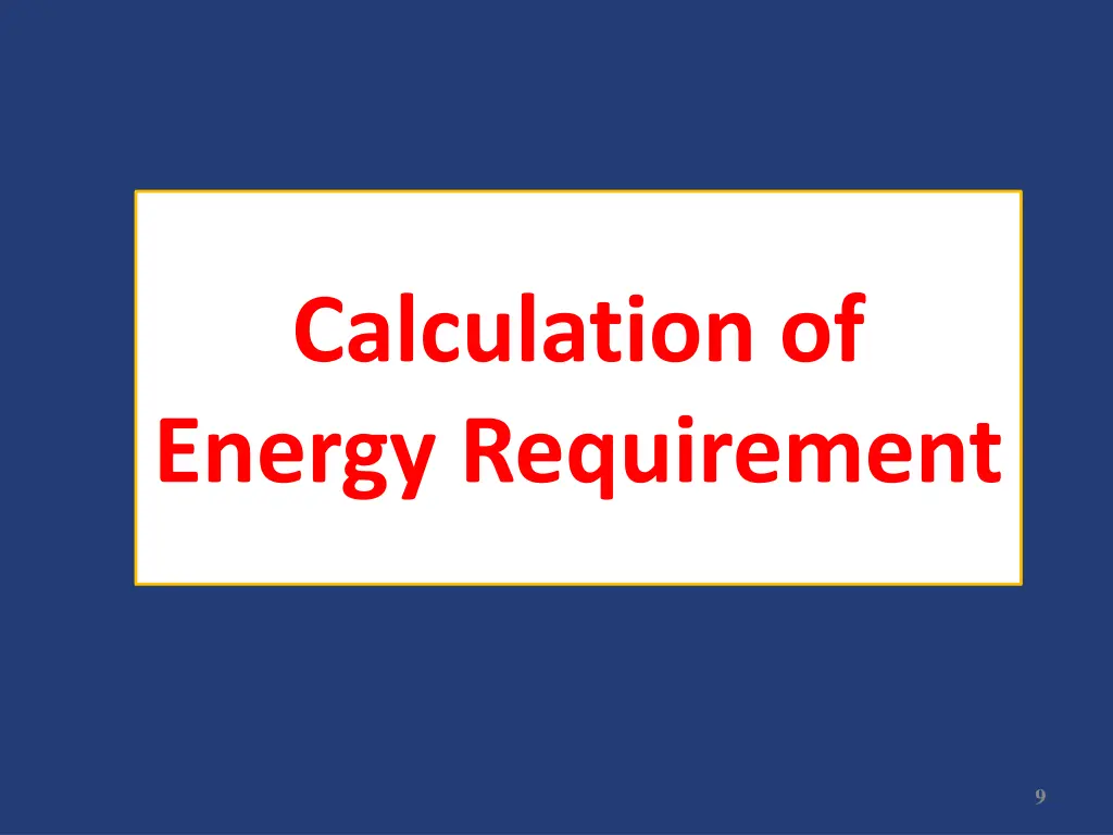 calculation of energy requirement