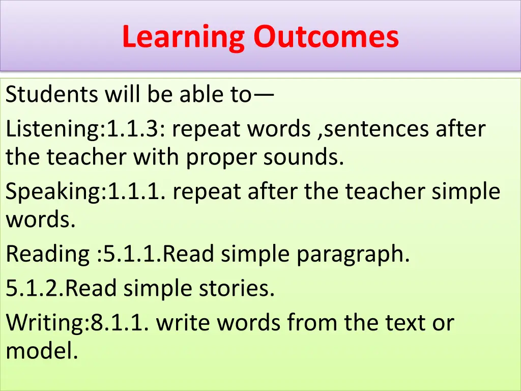 learning outcomes