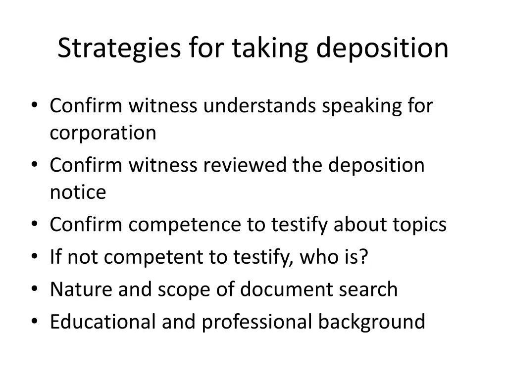 strategies for taking deposition 1