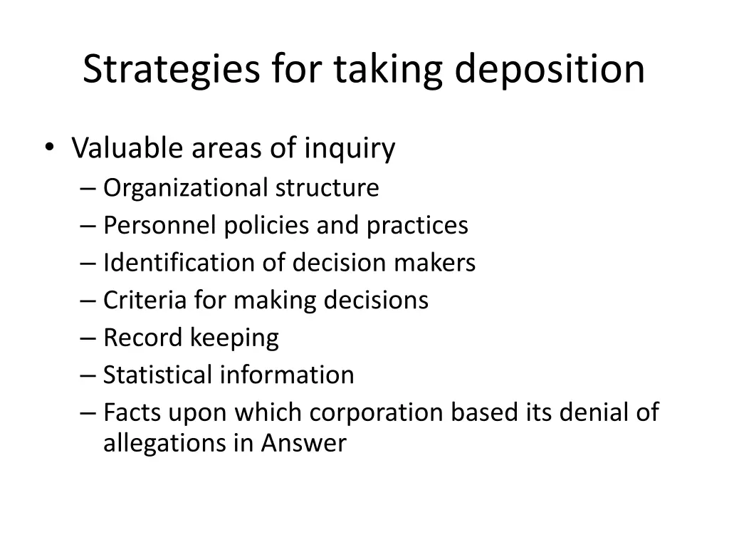 strategies for taking deposition