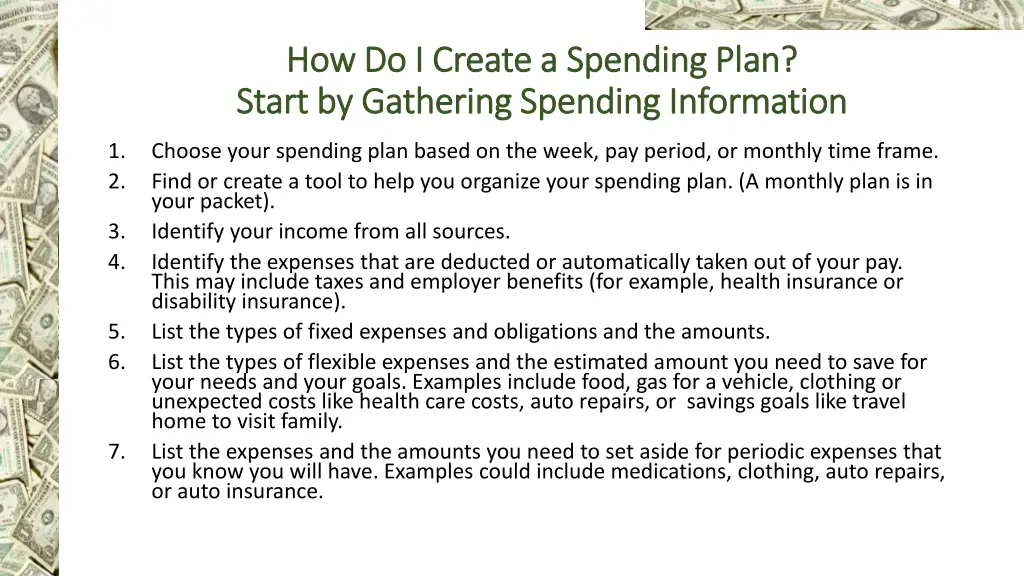 how do i create a spending plan how do i create