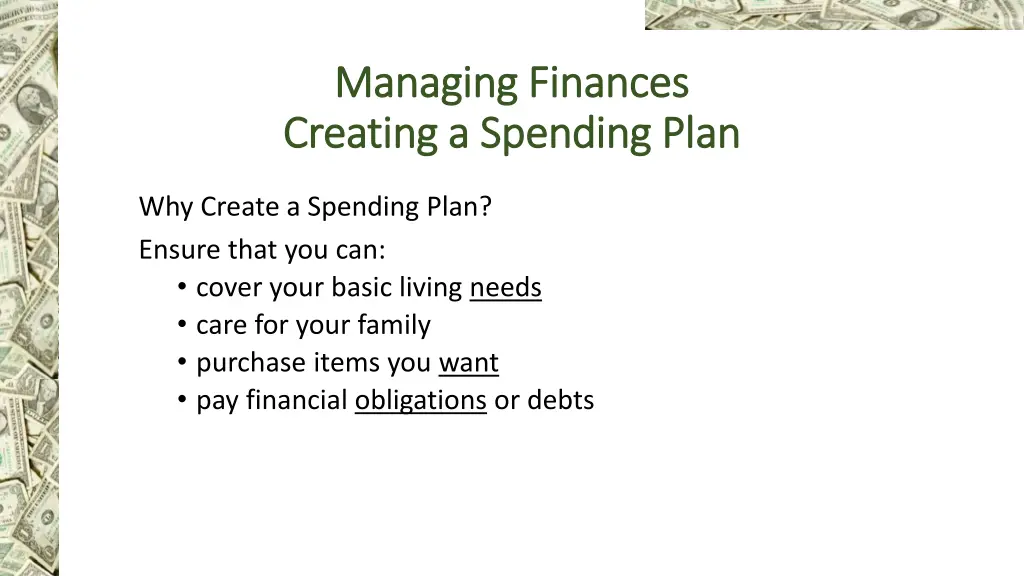 managing finances managing finances creating