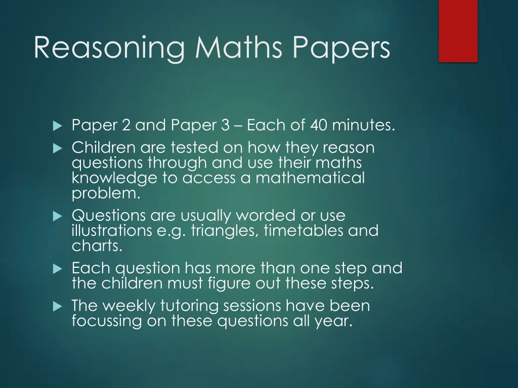 reasoning maths papers