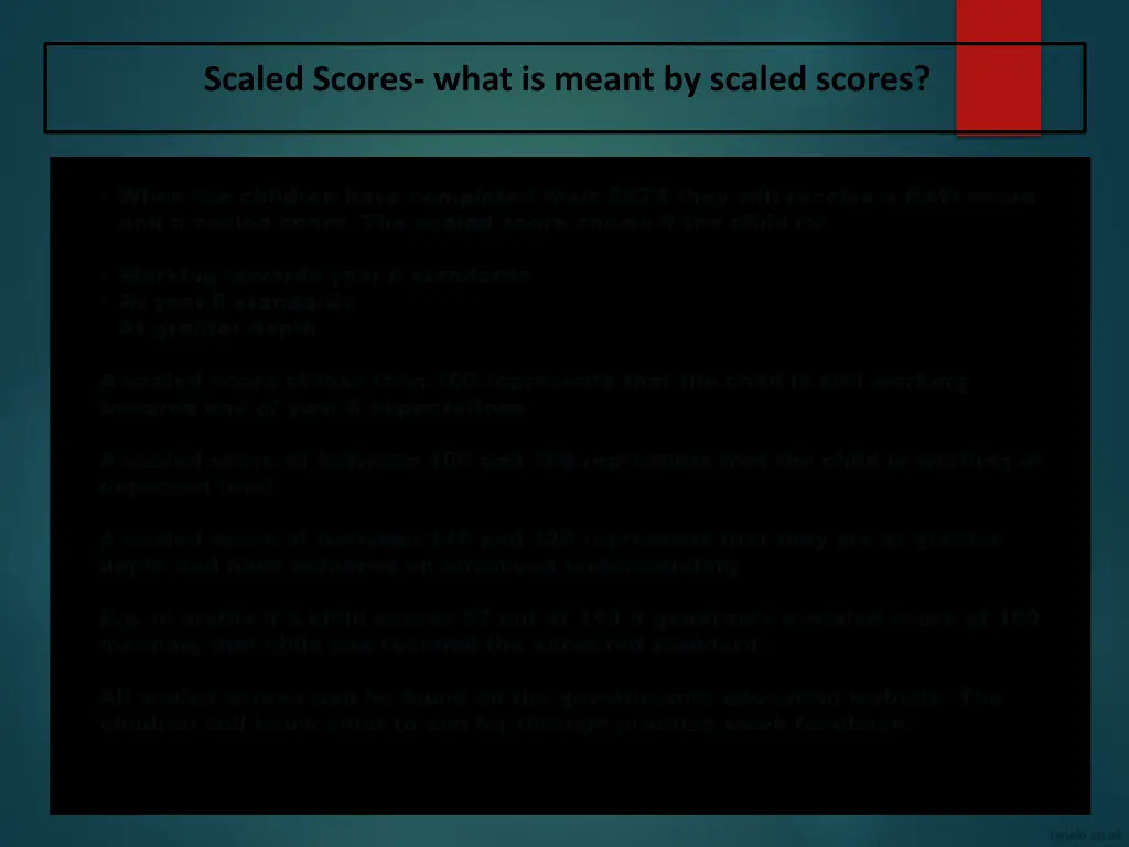 scaled scores what is meant by scaled scores