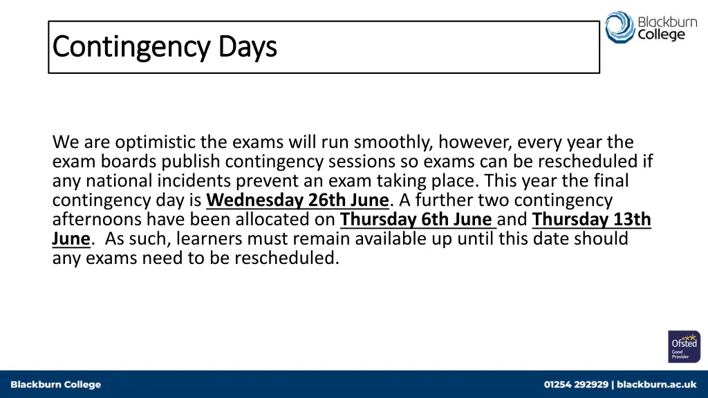 contingency days contingency days