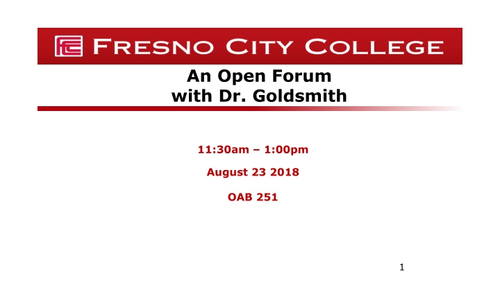 an open forum with dr goldsmith