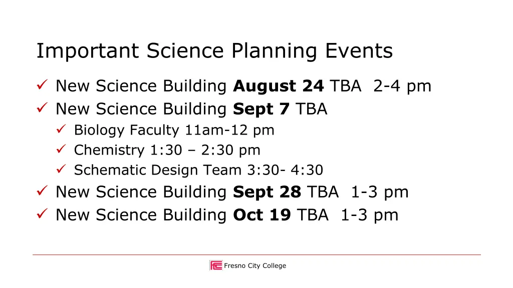 important science planning events