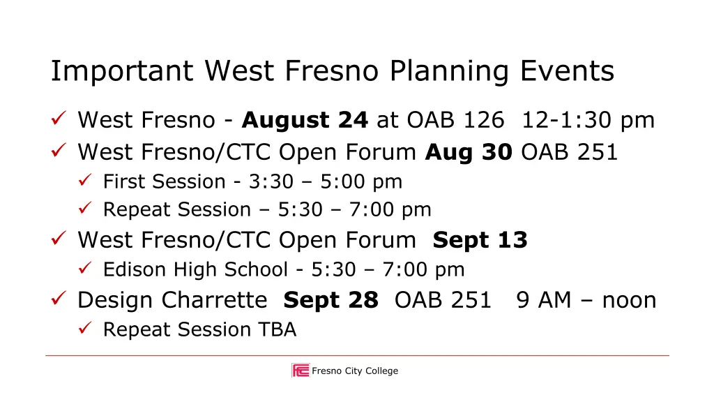 important west fresno planning events