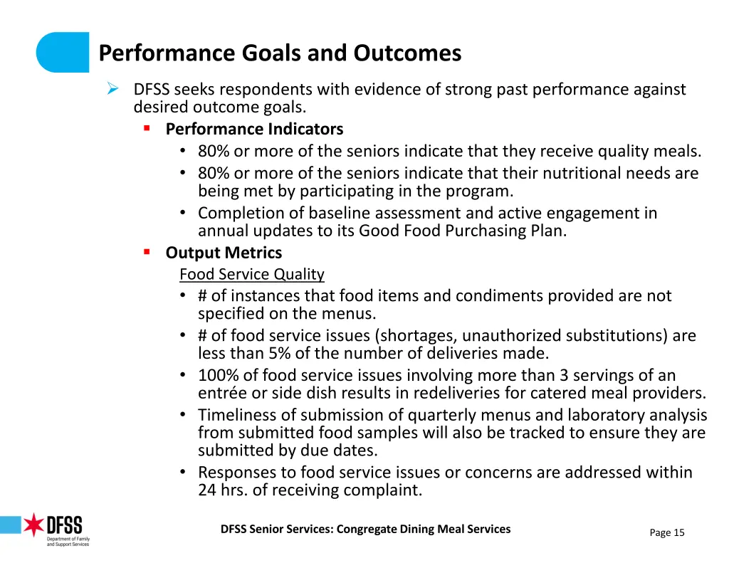 performance goals and outcomes