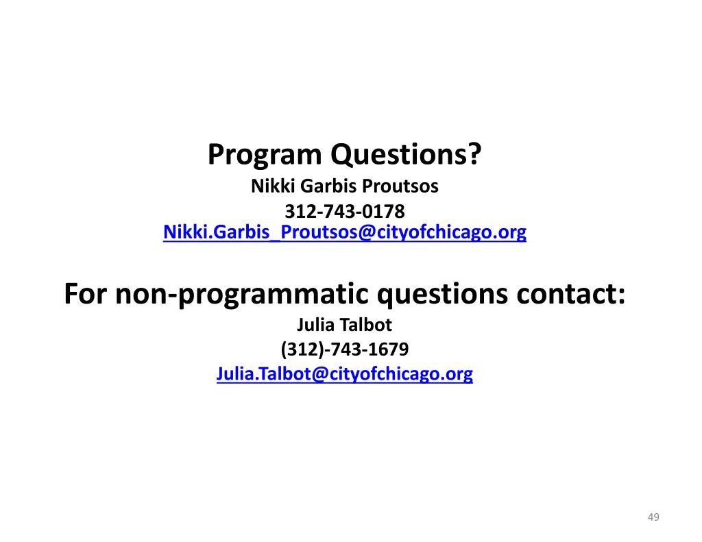 program questions nikki garbis proutsos