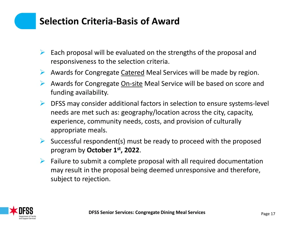 selection criteria basis of award