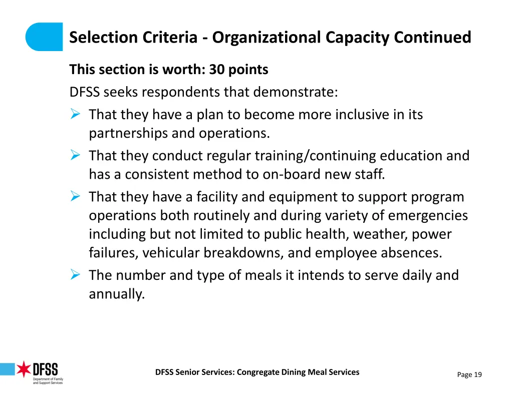 selection criteria organizational capacity 1