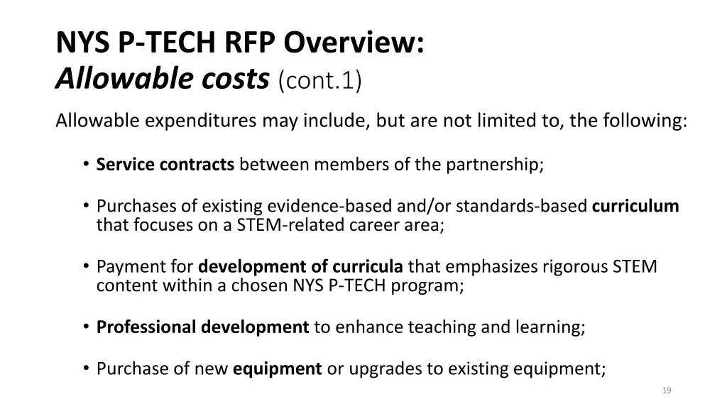 nys p tech rfp overview allowable costs cont 1