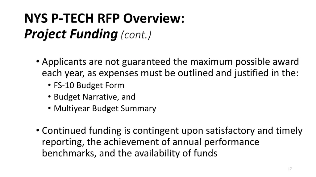 nys p tech rfp overview project funding cont