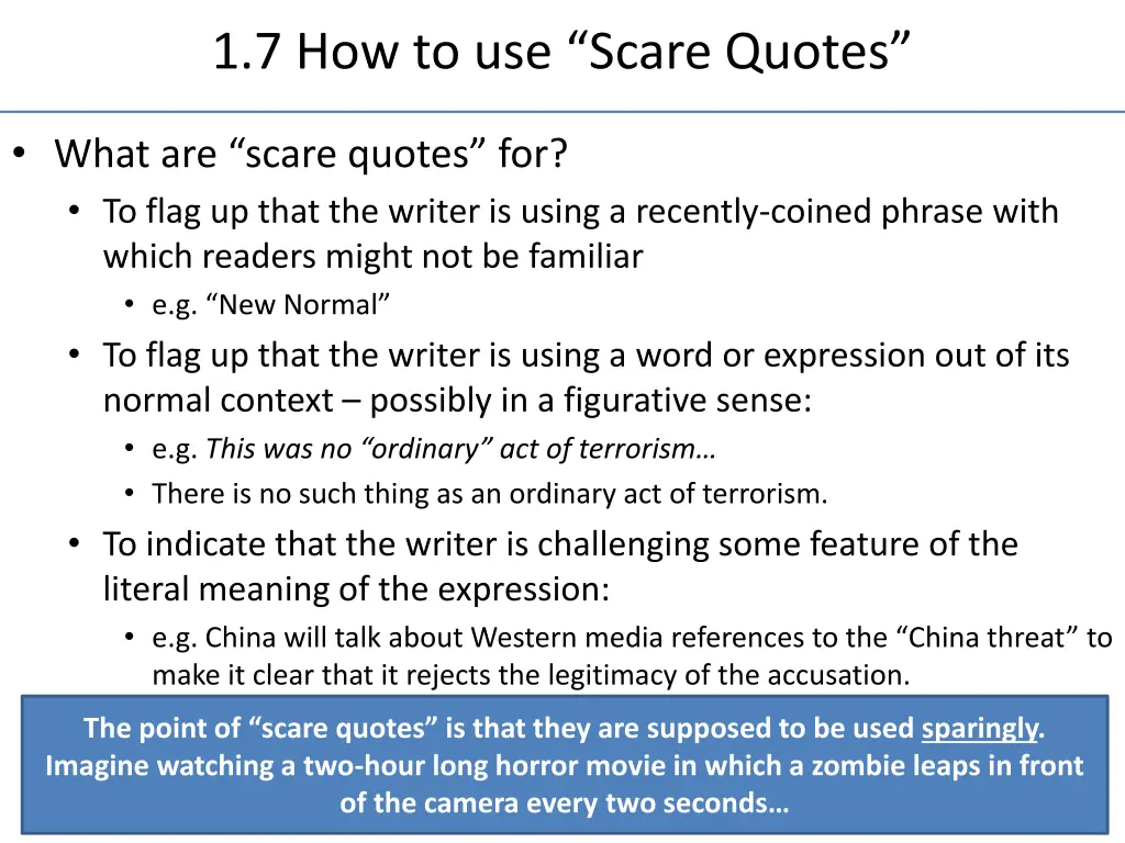 1 7 how to use scare quotes